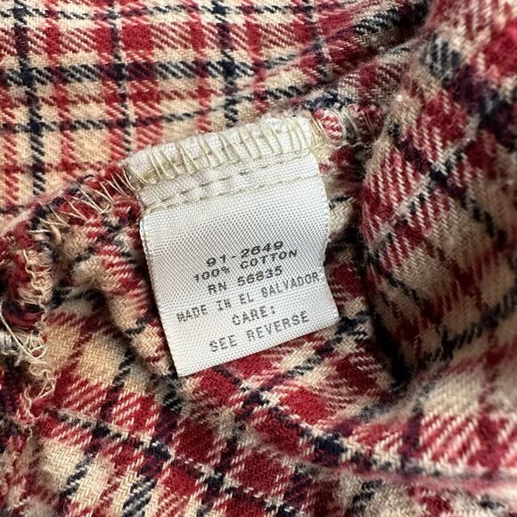 Cabelas Red and Cream Plaid Cotton Button‎ Up Flannel Women’s L - Picture 9 of 10
